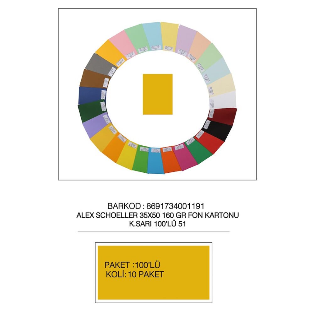 Alex Schoeller Fon Kartonu 35x50 No:51 K.sarı 100 Lü