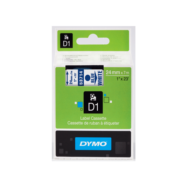 Dymo D1 Şerit Standart 24 MMx7 MT Beyaz Üzerine Mavi 53714