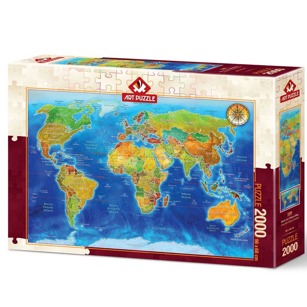Art Puzzle 2000 Parça Jeopolitik Dünya Haritası 5496