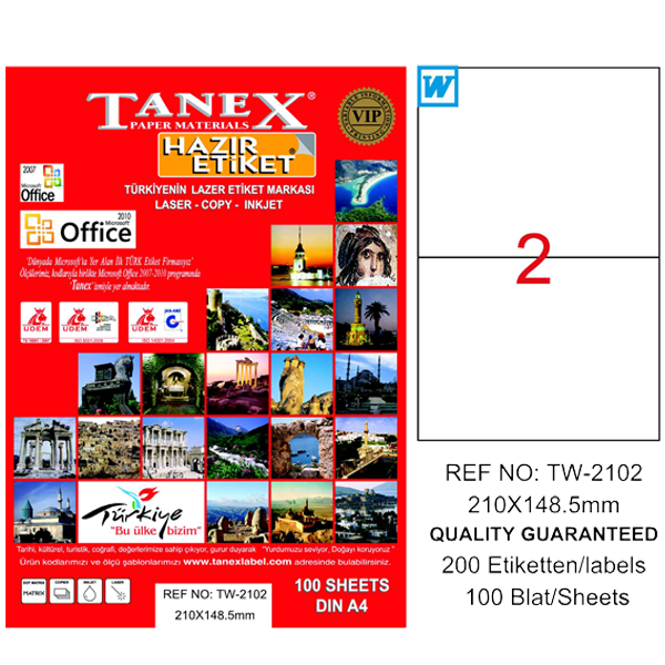 Tanex Laser Etiket 100 YP 210x148.5 Laser-Copy-Inkjet TW-2102