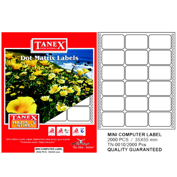 Tanex Sürekli Form Etiket 2000 Lİ 35x55