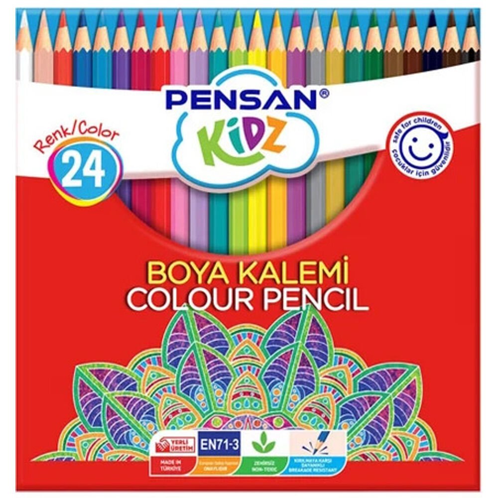 Pensan Kidz Kuru Boya Kalemi 24 Renk Tam Boy