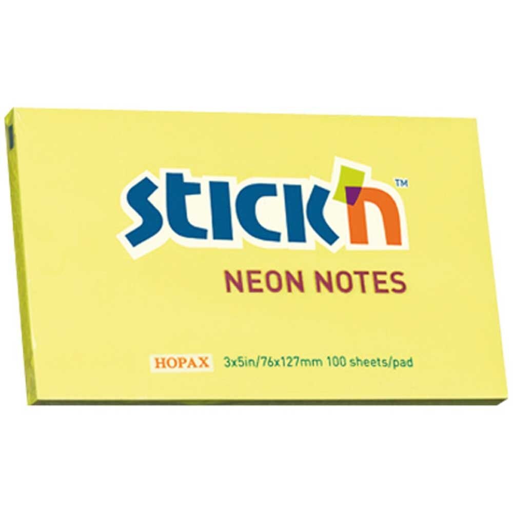Hopax Stıckn Yapışkanlı Not Kağıdı Neon Sarı 76x127 MM 100 YP HE21135