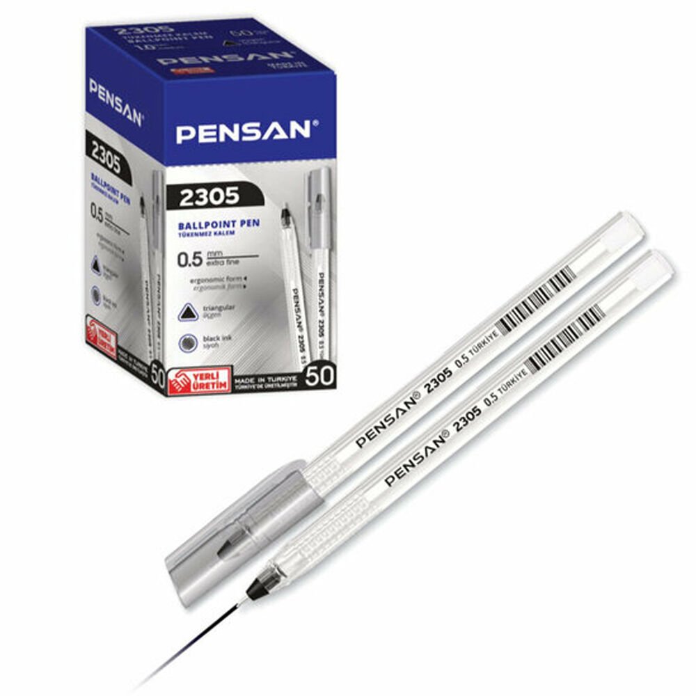 Pensan Tükenmez Kalem Üçgen Siyah 0,5 MM 50 Li 2305