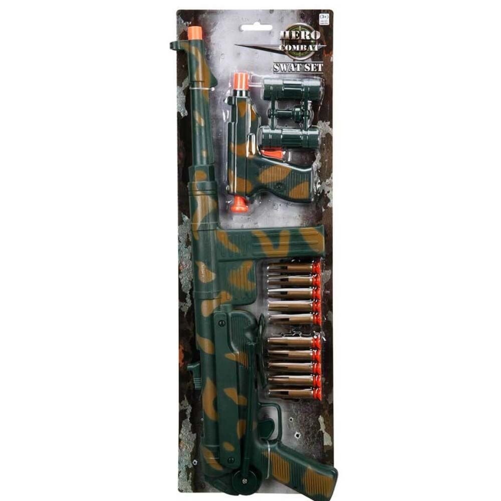 Sunman Oyuncak Asker Silah Set Mp40 Tüfek/Tabanca/Dürbün 10 Mermili