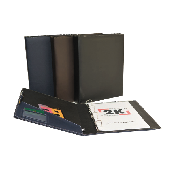 2K Sunum Klasörü 4 Halkalı Suni Deri 40 MM Kahverengi 533K