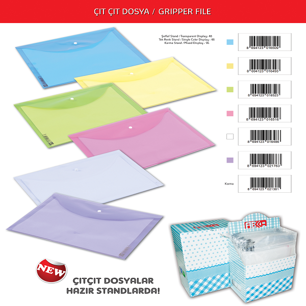 Abka Çıtçıtlı Dosya A4 Şeffaf