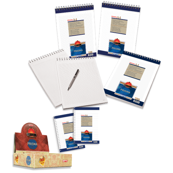 Gıpta Bloknot Prisma Spiralli Karton Kapak Kareli 100 YP A4 1377