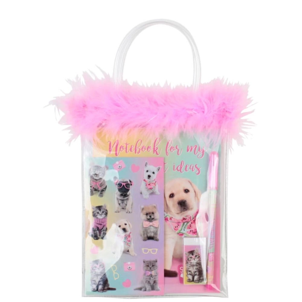 Dolphin Studıo Pets Kırtasiye Seti-tüylü Pvc Çanta PT-7746