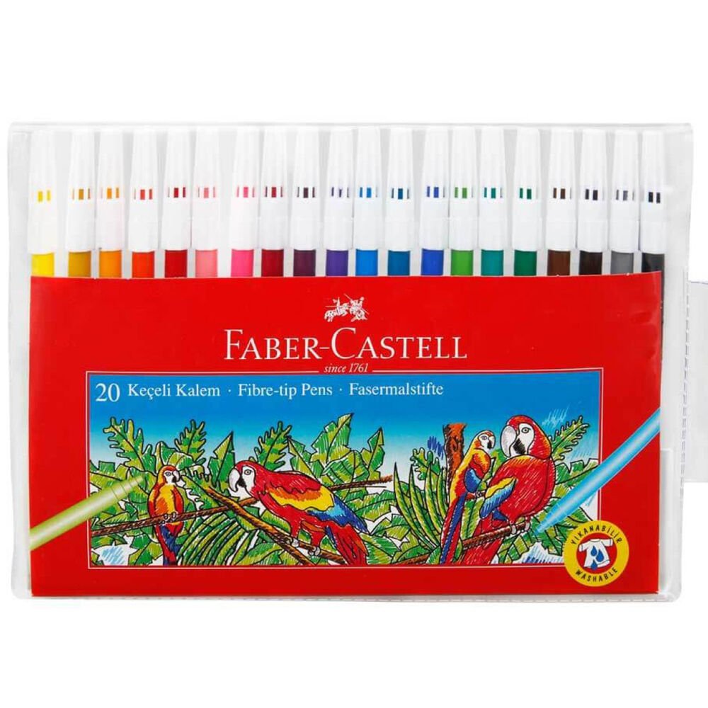 Faber-Castell Keçeli Boya Kalemi Yıkanabilir 20 Renk 5067 15512