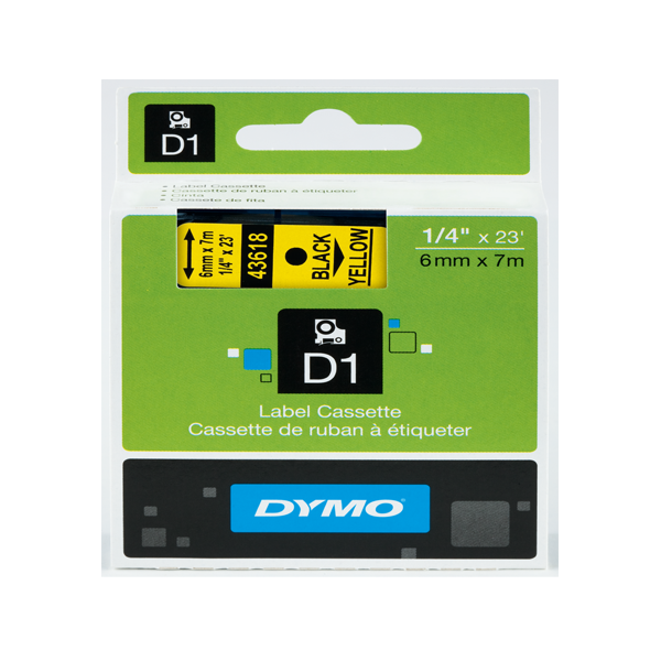 Dymo D1 Şerit Standart 6 MMx7 MT Sarı Üzerine Siyah 43618 S0720790