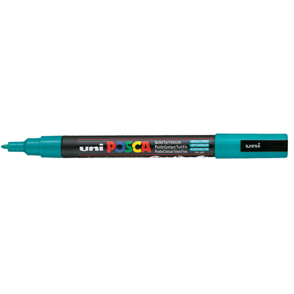 Uni-Ball Markör Boyama Posca Su Bazlı Poster 0.9-1.3 MM Zümrüt Yeşili PC-3M
