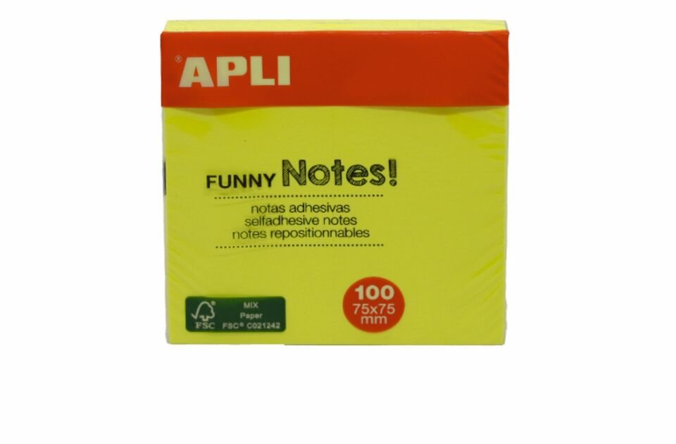 Apli Yapışkanlı Not Kağıdı Sarı Funny 100 YP 75x75 11897