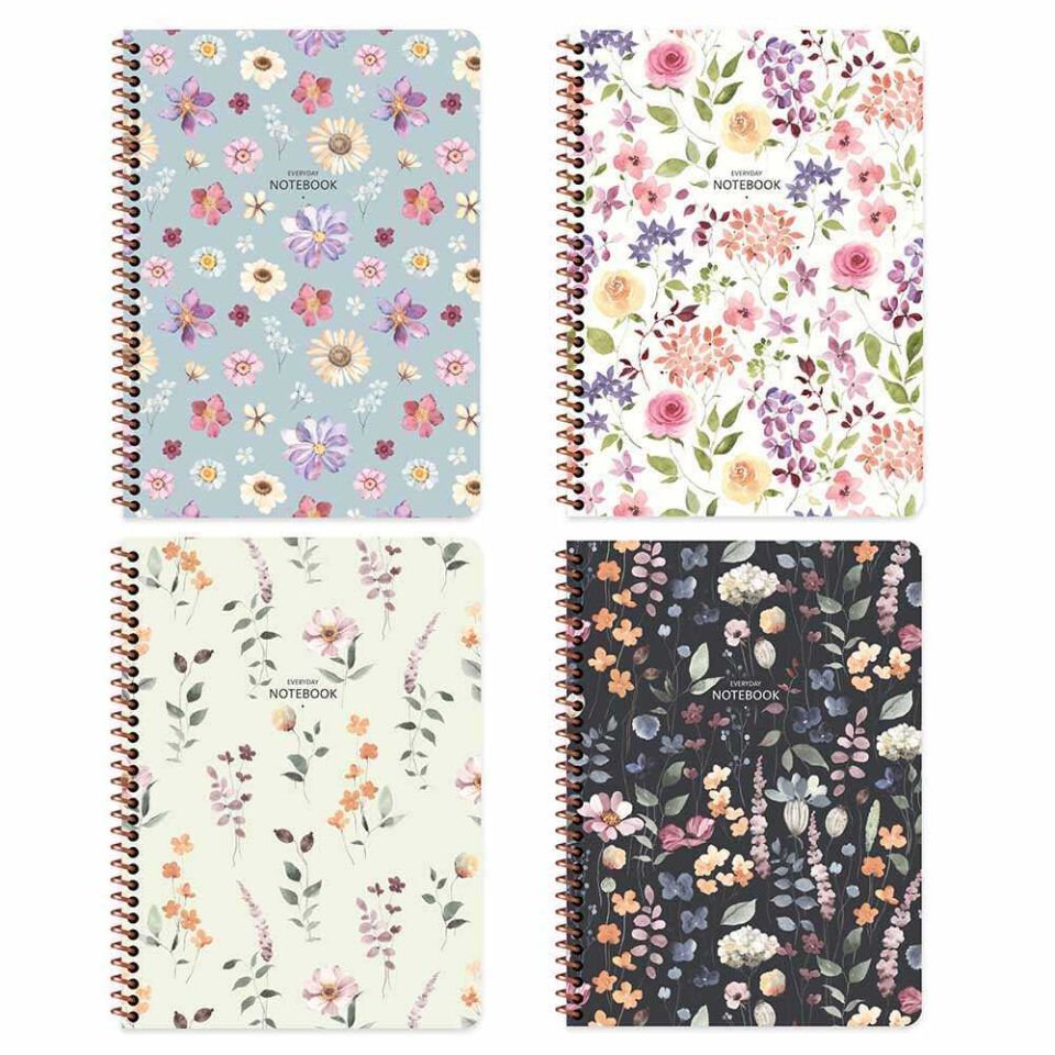 Keskin Color Defter Karton Kp.Spr.Çiçek 16,5x22,5 80 YP Çiz.