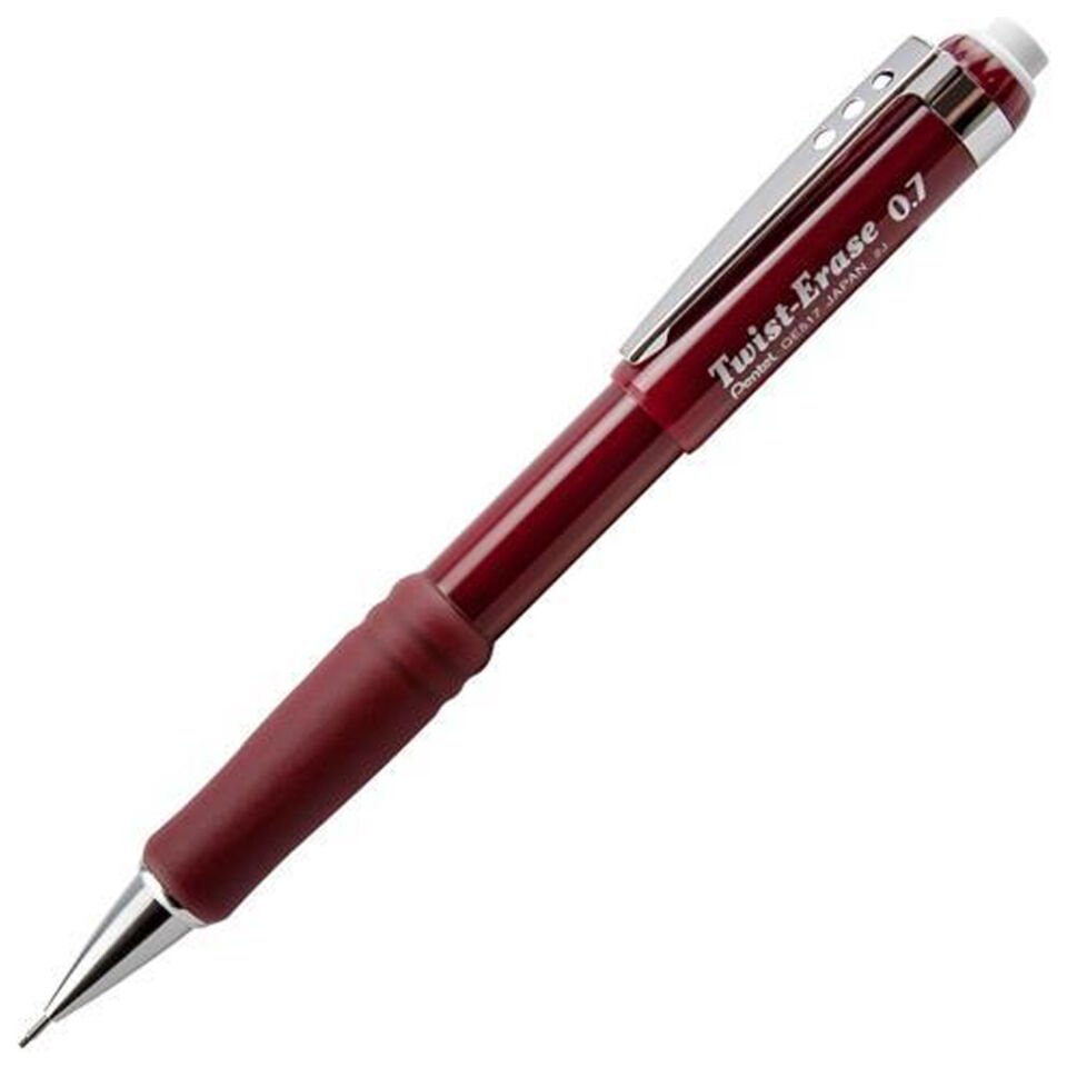 Pentel Versatil Kalem Twıst Metal Klipsli Büyük Boy Silgili 0.7 MM QE517-BX