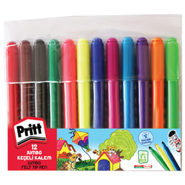 Pritt Keçeli Boya Kalemi Jumbo Yuvarlak Uç 12 Renk 1687975