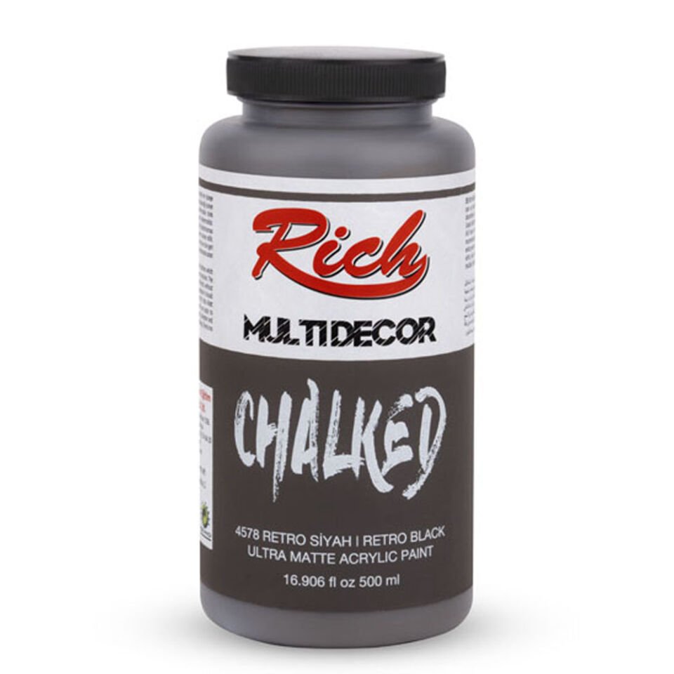 Rich Akrilik Boya Multi Decor Chalked 500 CC Retro Siyah 4578