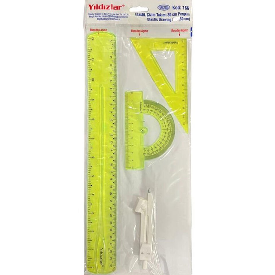 Yıldızlar Çizim Takımı Pergelli 30 CM Elastik 166