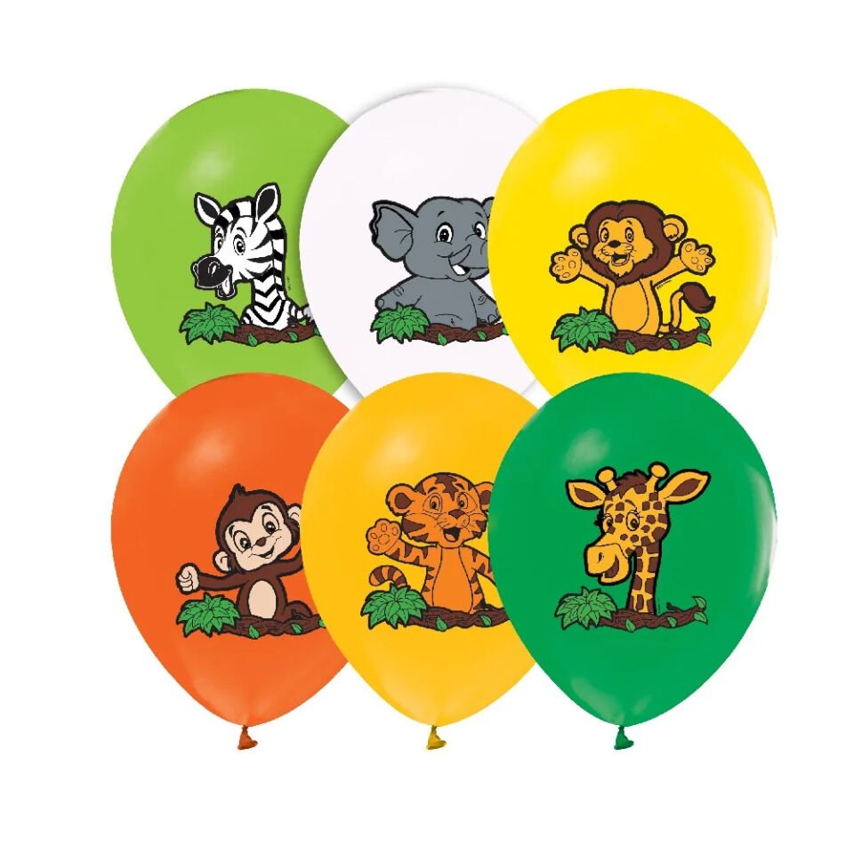 Balonevi Balon 4+1 Safari Baskılı 12'' 8 Li