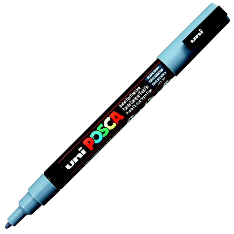 Uni-Ball Posca 0.9-1.3 Su Bazlı Poster Markörü Kurşun Gri Pc-3M
