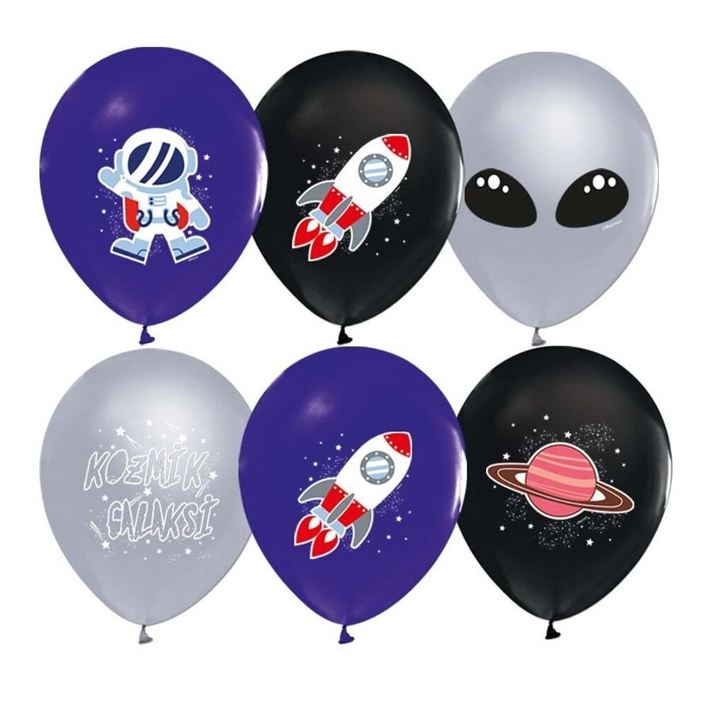 Balonevi Balon 4+1 Kozmik Galaksi Baskılı 12'' 8 Li