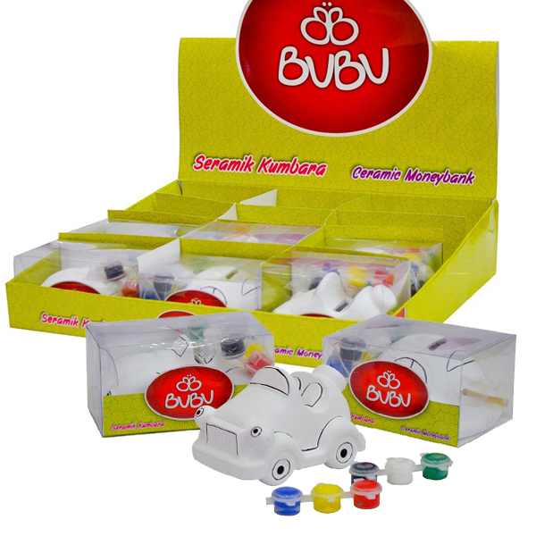 Bu-Bu Seramik Kumbara Boyama Standı Arabalar 12 Lİ BUBU-SBS002