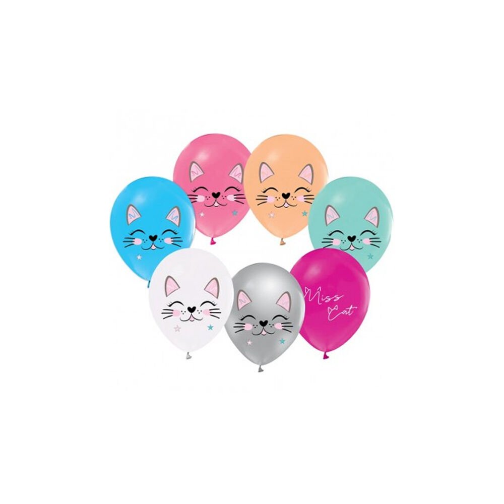 Balonevi Balon 4+1 Mıss Cat Baskılı 12''  8 Li