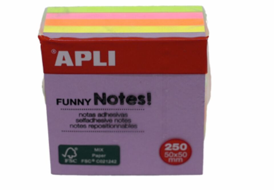 Apli Yapışkanlı Not Kağıdı 5 Renk Küp 250 YP 50x50 11596