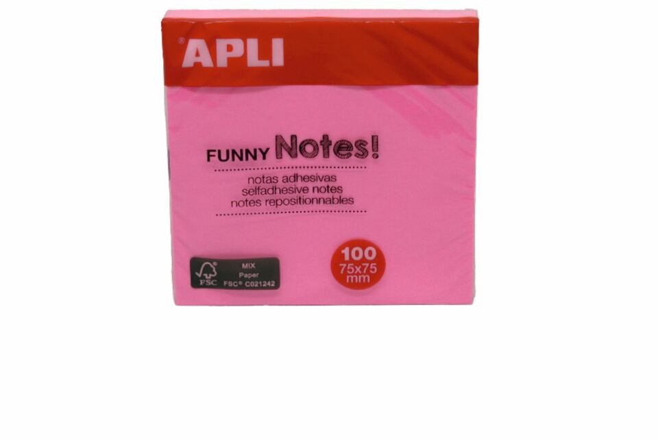 Apli Yapışkanlı Not Kağıdı Pembe Funny 100 YP 75x75 11898
