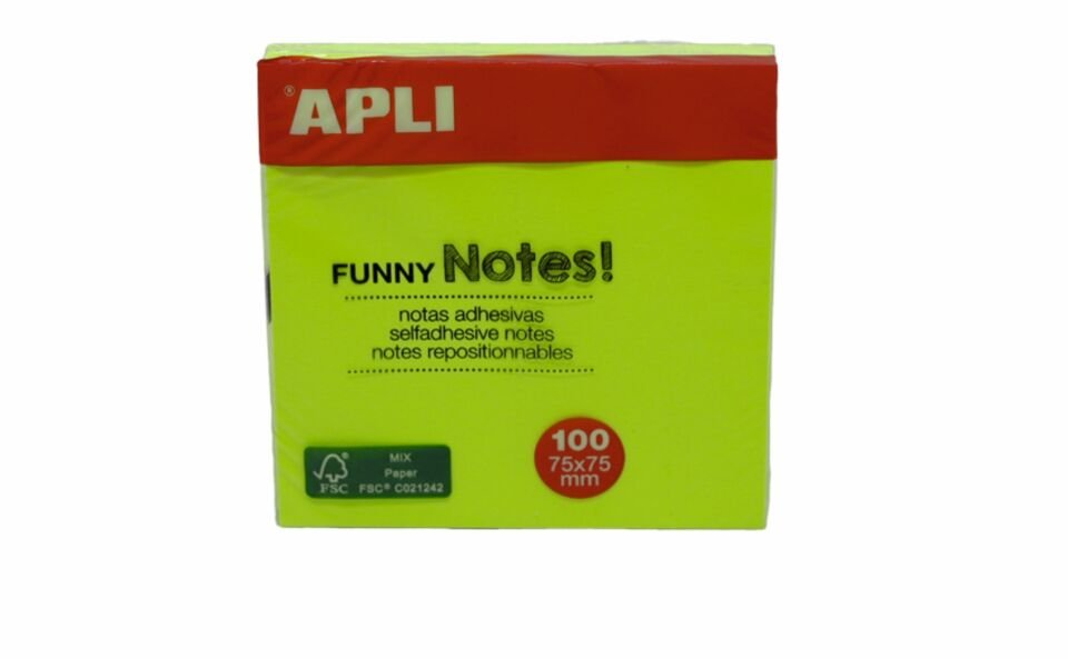 Apli Yapışkanlı Not Kağıdı Yeşil Funny 100 YP 75x75 11899