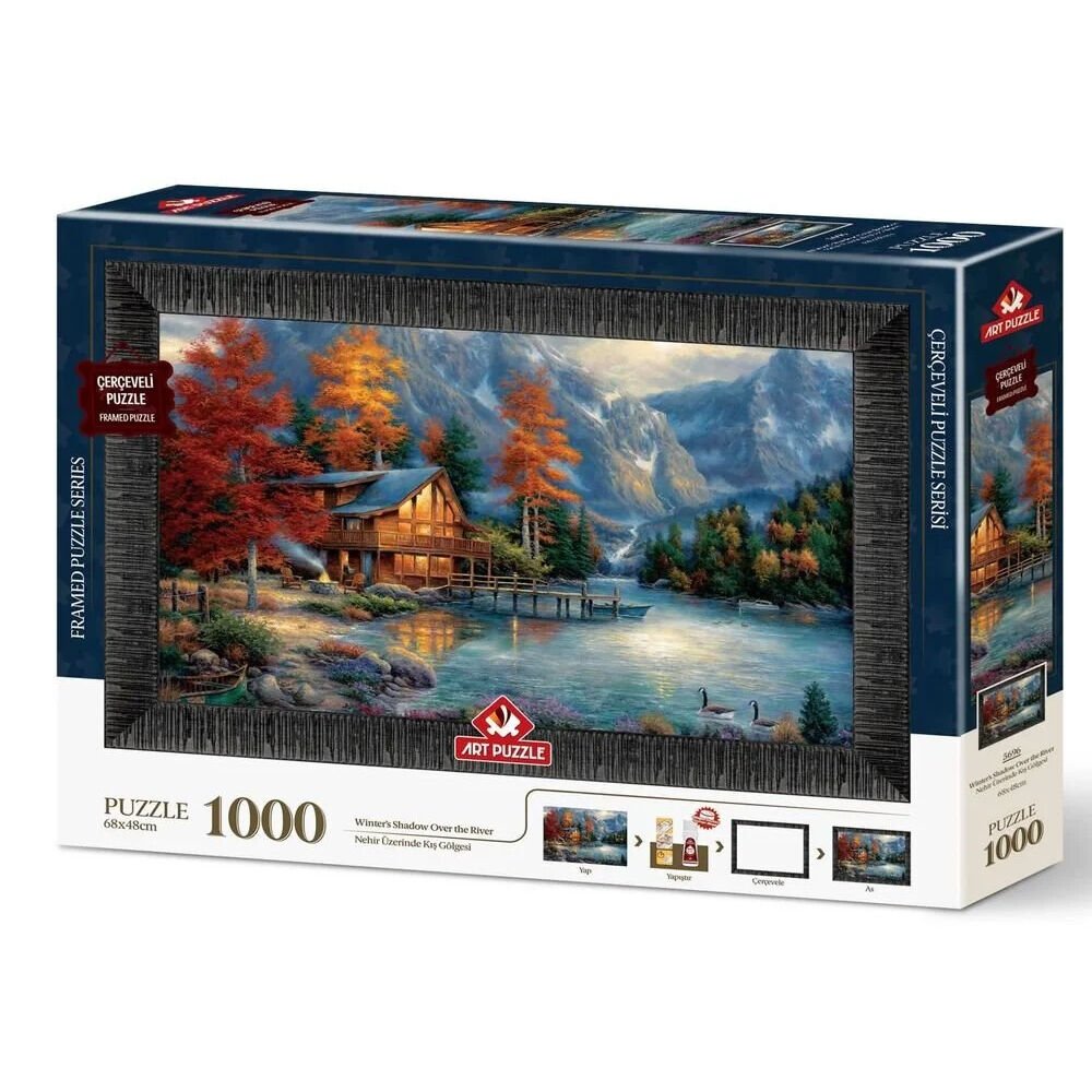 Art Puzzle 1000 Parça Nehir Üzerinde Kış Gölgesi Çerçeveli 5696
