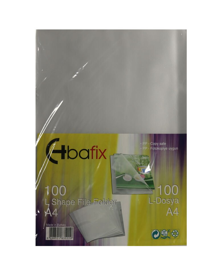 Bafix Poşet Dosya L Tipi A4 Şeffaf 90 Micron