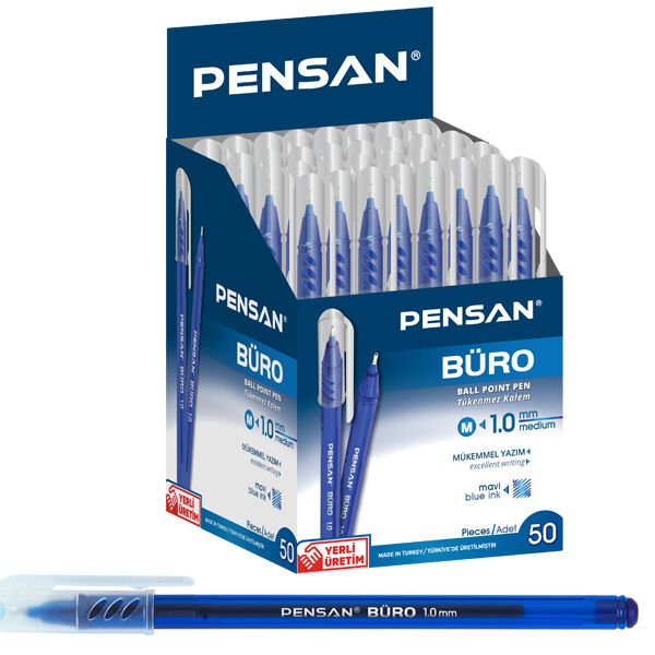 Pensan Tükenmez Kalem Büro 1 MM Mavi 50 Li 2270