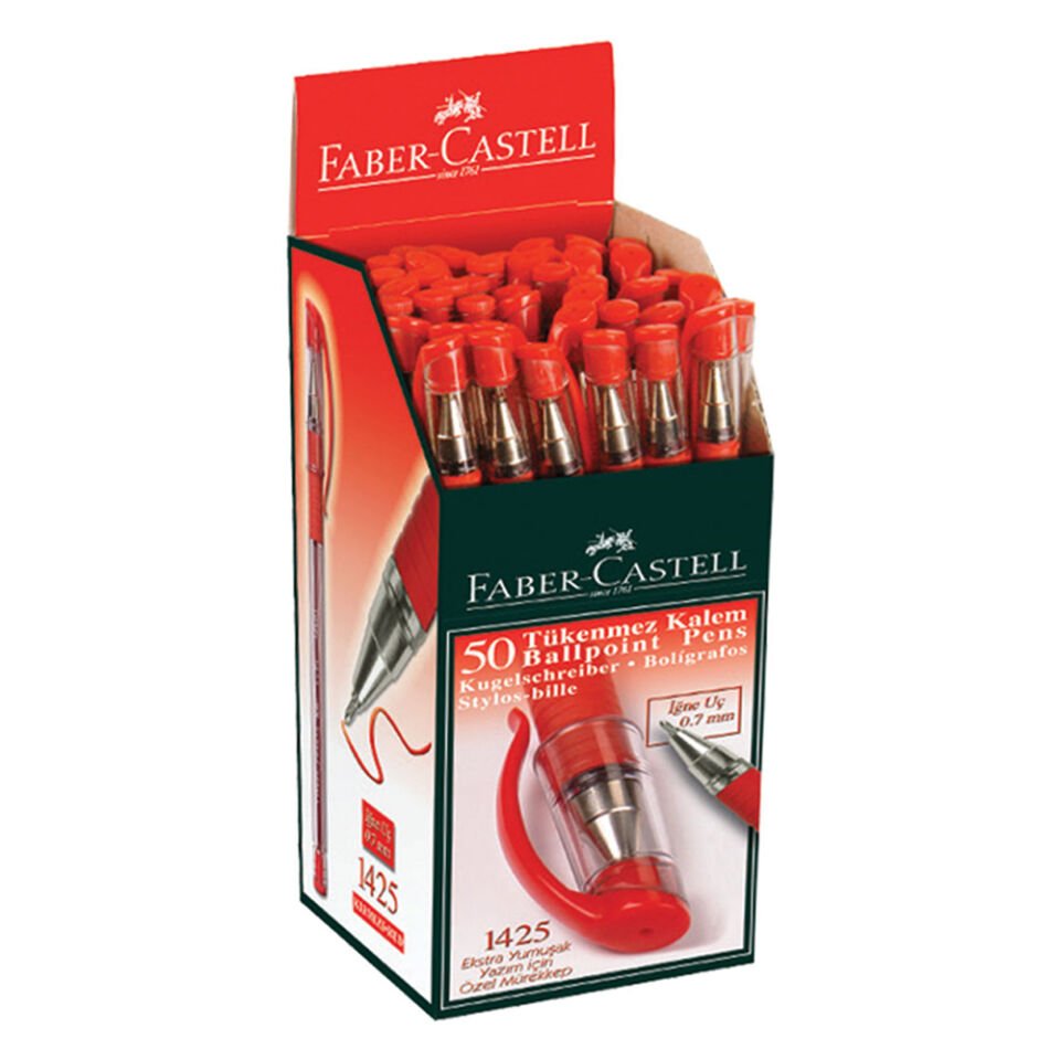 Faber-Castell Tükenmez Kalem İğne Uç 50 Li Kırmızı 1425