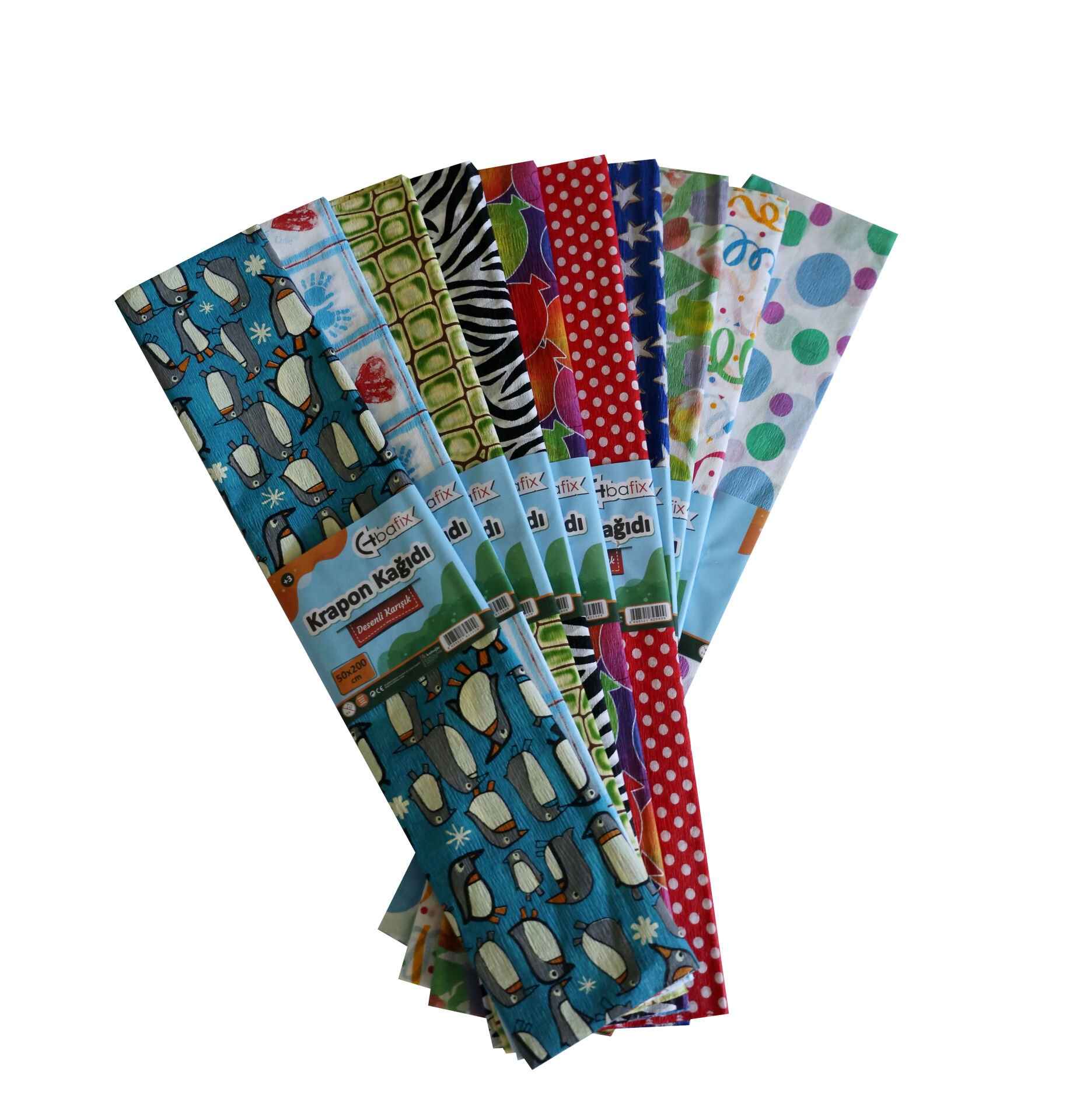 Bafix Krapon kağıt 10 LU 50x200 CM Karışık Renk Desenli