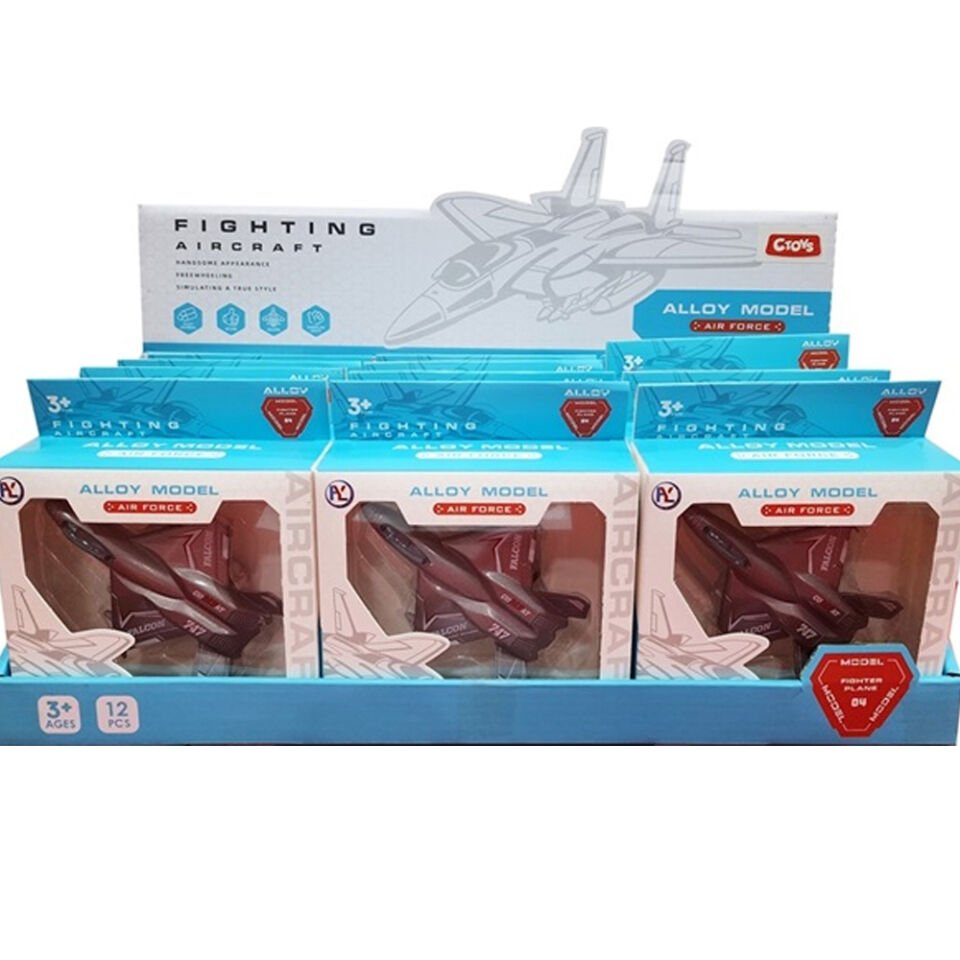 Ctoy Oyuncak Çek Bırak Metal Savaş Uçakları Kutulu 12Li Stant CTOY-HY825-1