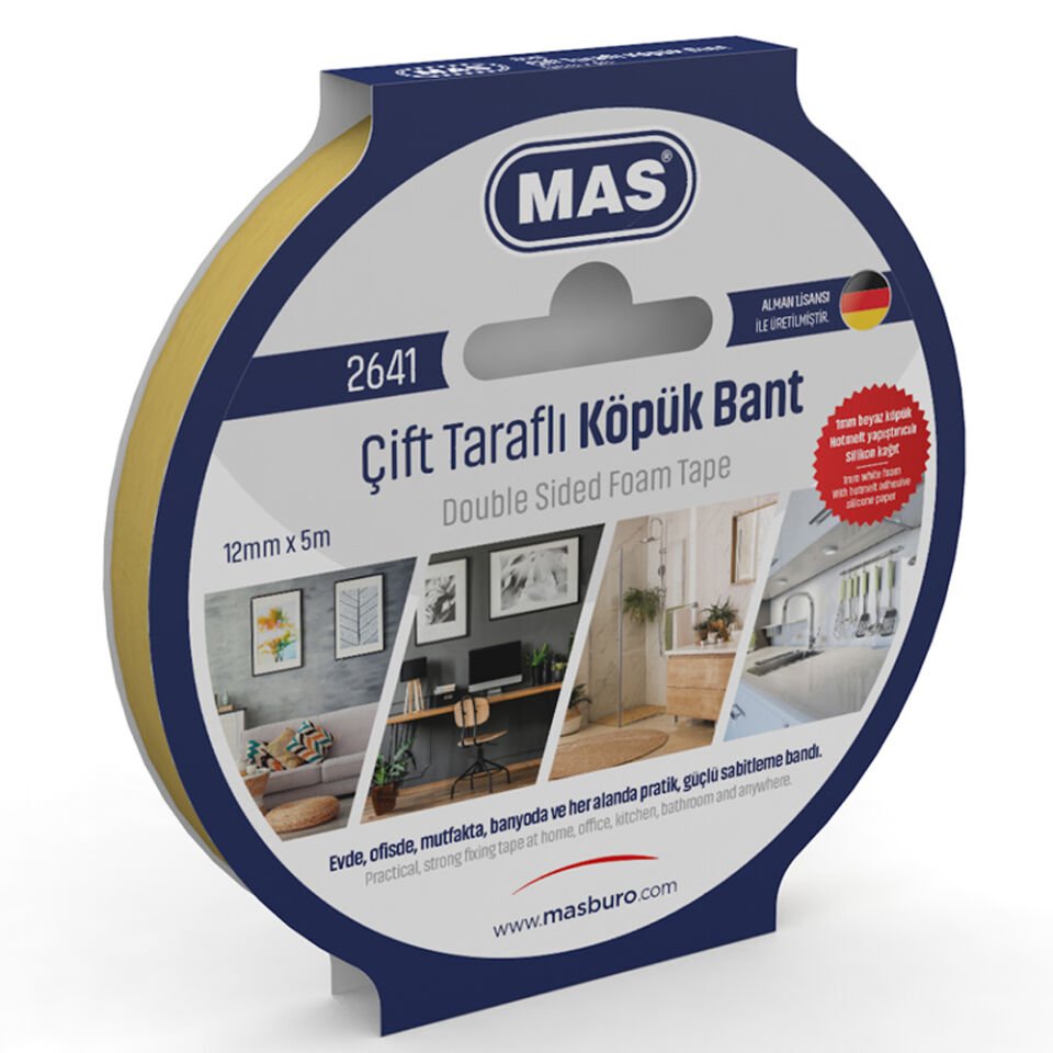 Mas Çift Taraflı Köpük Bant 12 MM x 5 M 2641