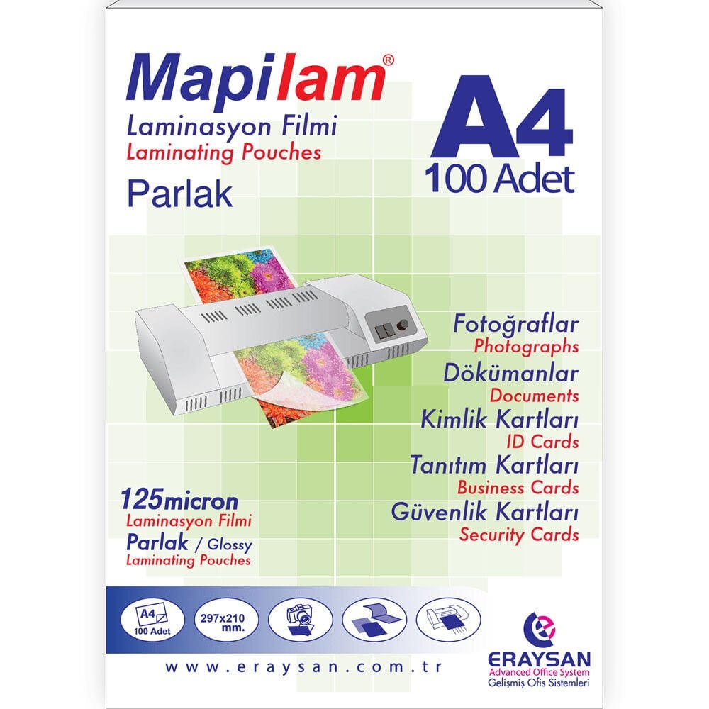 Mapi Laminasyon Filmi Sıcak Parlak A4 125 MIC 102 12 04