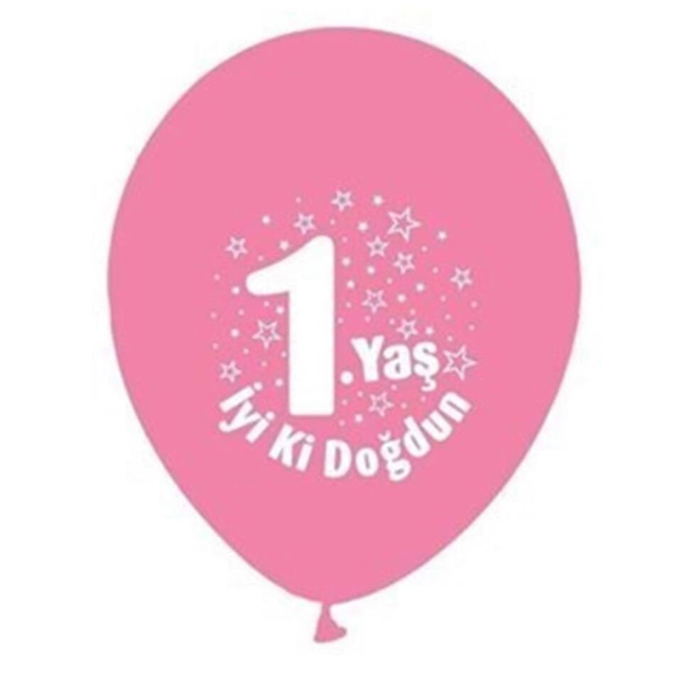 Nedi Balon Perakende Baskılı 1 Yaş Pembe Renkli 16 Lı PM-12159