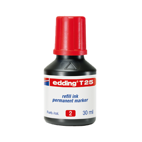 Edding Markör Mürekkebi Permanent Damlalıklı 30 ML Kırmızı T25