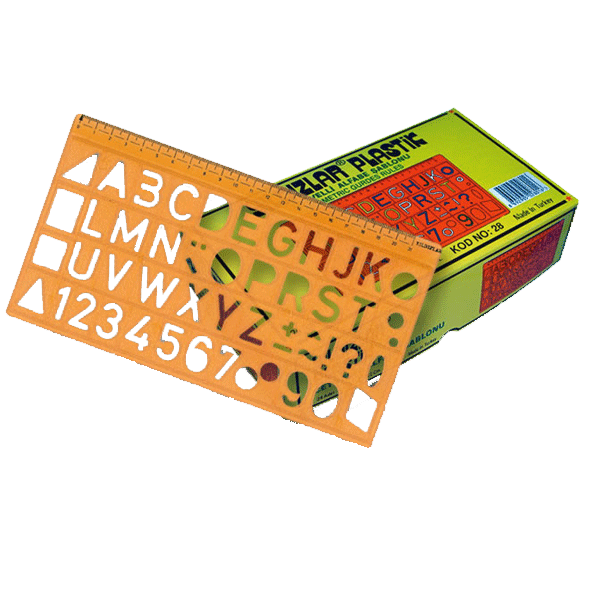 Yıldızlar Yazı Şablonu Harf Cetvelli Geniş 22 CM 28