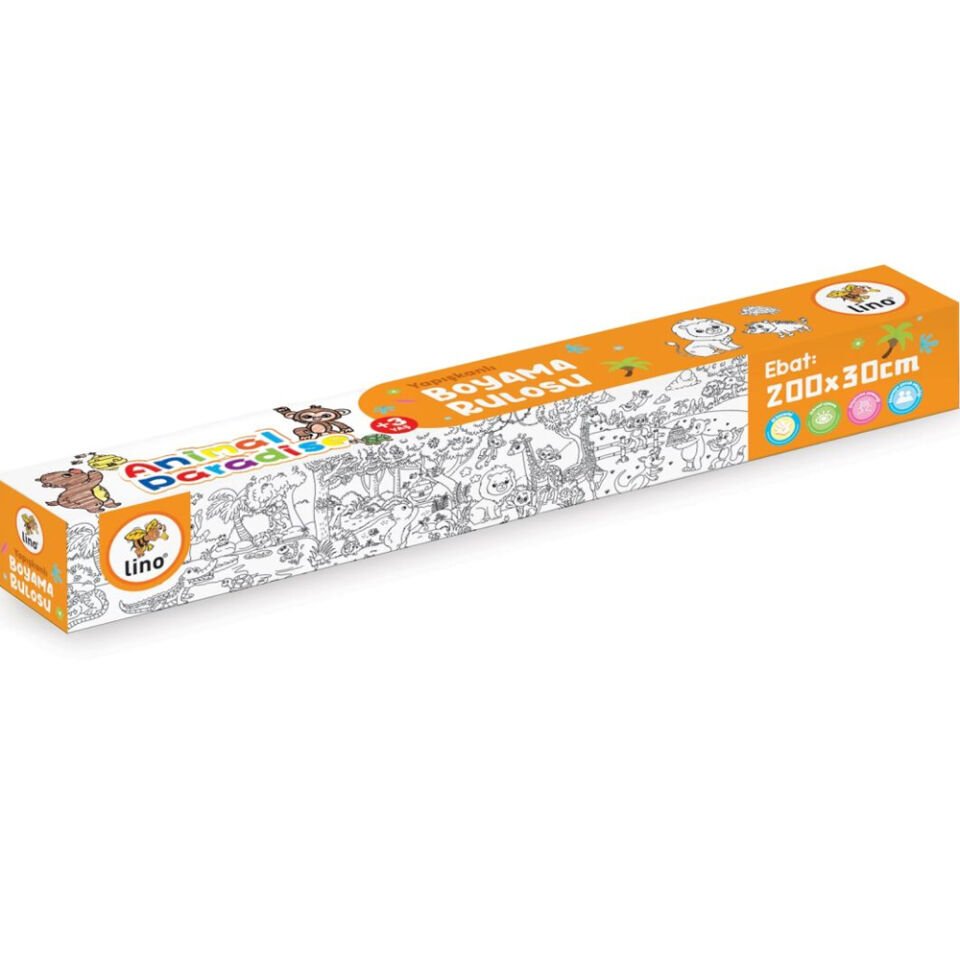 Lino Yapışkanlı Boyama Rulosu Anımal Paradı 200x30 LS-201