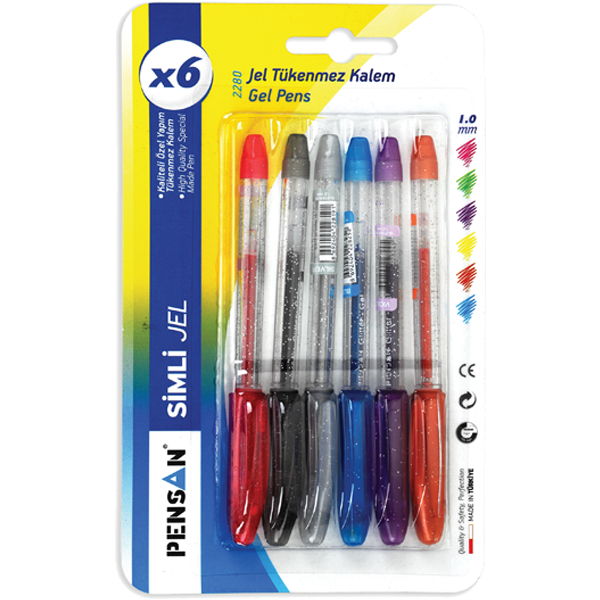 Pensan Tükenmez Kalem Jel Simli 1.0 MM Siyah 2280