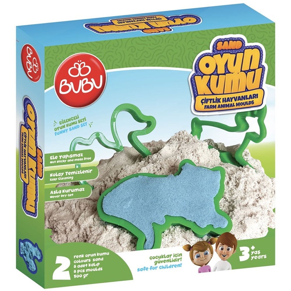 Bu-Bu Kum Ve Çiftlik Hayvan Kalıplı Set 500 GR BUBU-KU0058