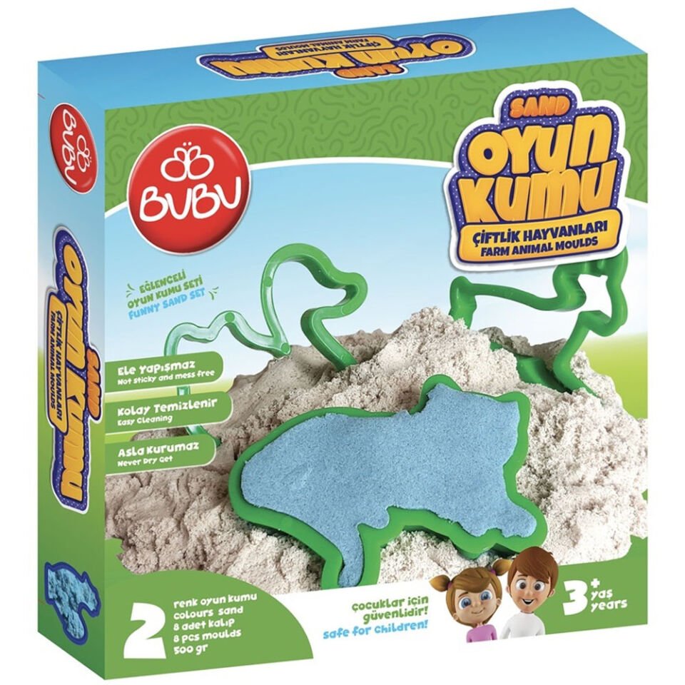 Bu-Bu Kum Ve Çiftlik Hayvan Kalıplı Set 500 GR BUBU-KU0058