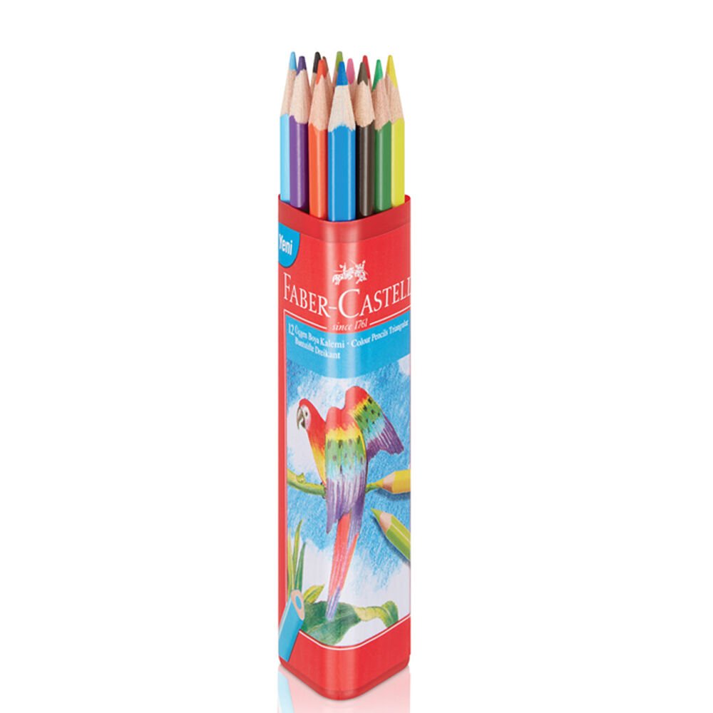 Faber-Castell Kuru Boya Tam Boy Üçgen Plastik Tüp 12 Renk 5171 113313