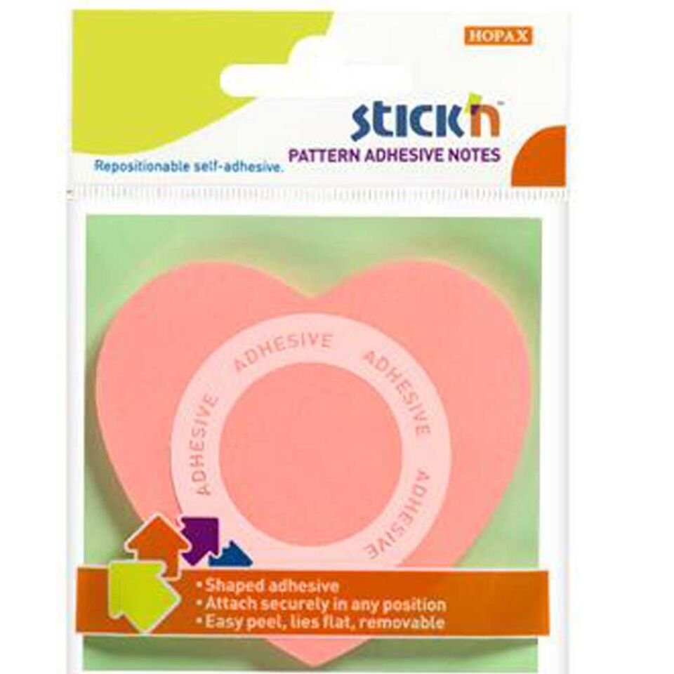 Hopax Stıckn Yapışkanlı Not Kağıdı Kalp Şekilli 50 YP 70x70 Açık Pembe 21545