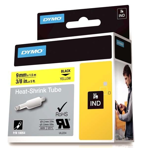 Dymo Rhinopro Isıyla Küçülen Şerit 9 MMx1,5 M Sarı/Siyah