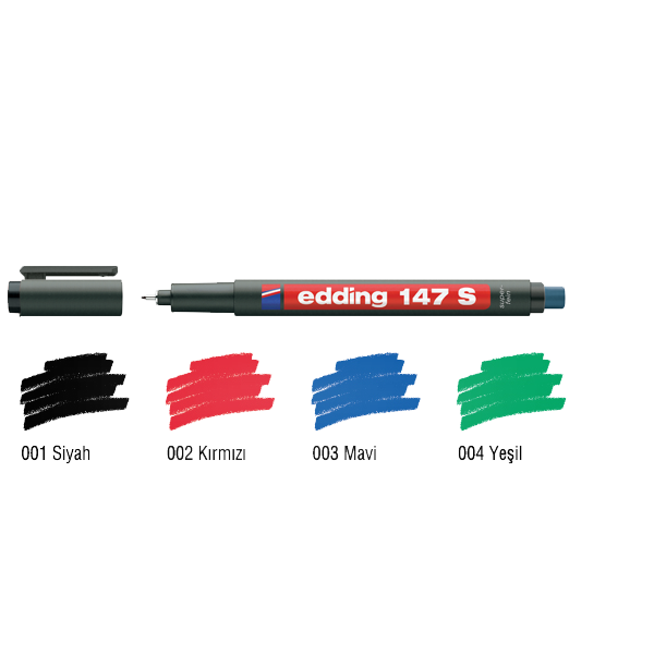 Edding Asetat Kalemi Permanent S Seri 0.3 MM Siyah 147 S