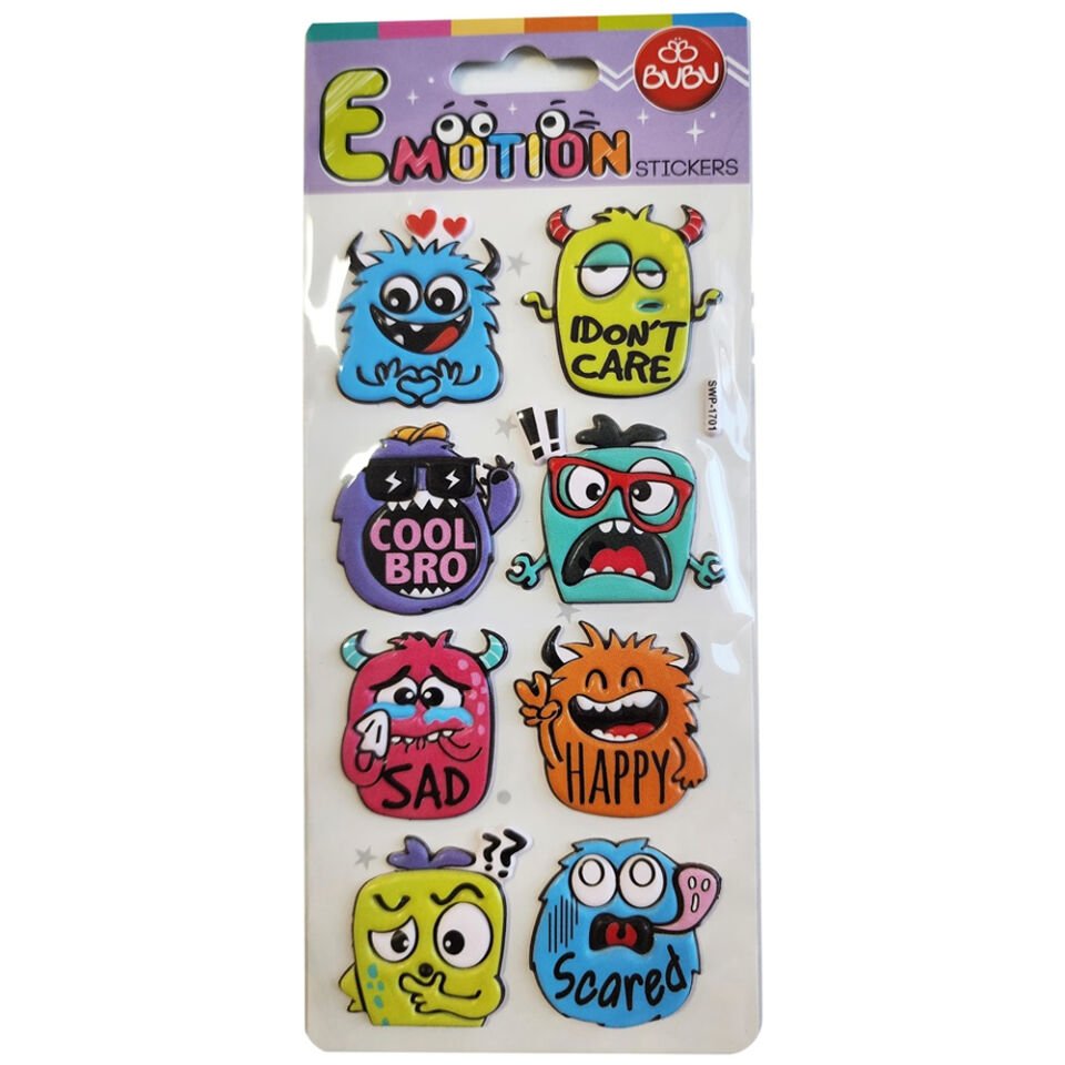 Bu-Bu Ebu-bu Emotıons Puffy Stıckers Monsters 9x21 BUBU-SWP-1701